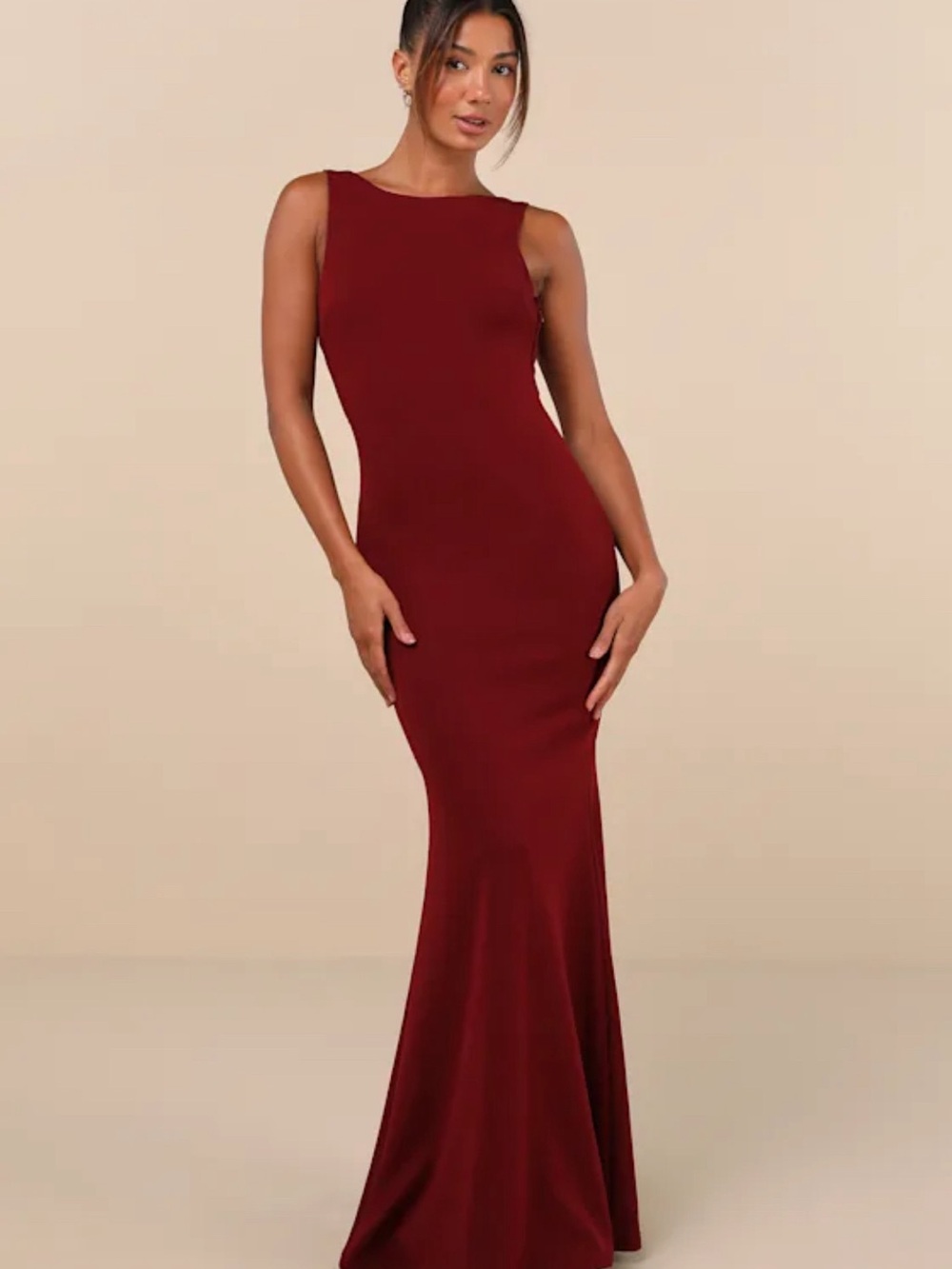 Lulus Love In Your Eyes Wine Red Knotted Mermaid Maxi Dress